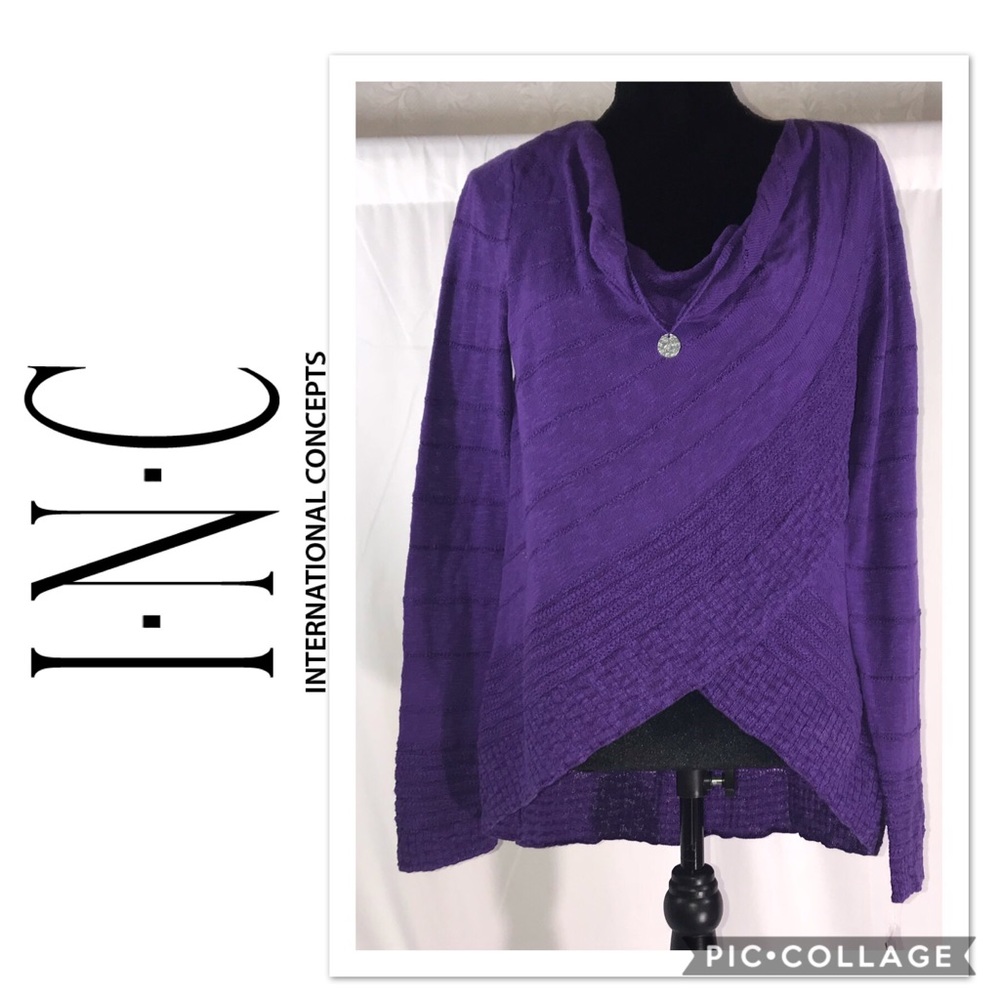 INC  Womens Long Sleeve Draped Crossover Blouse